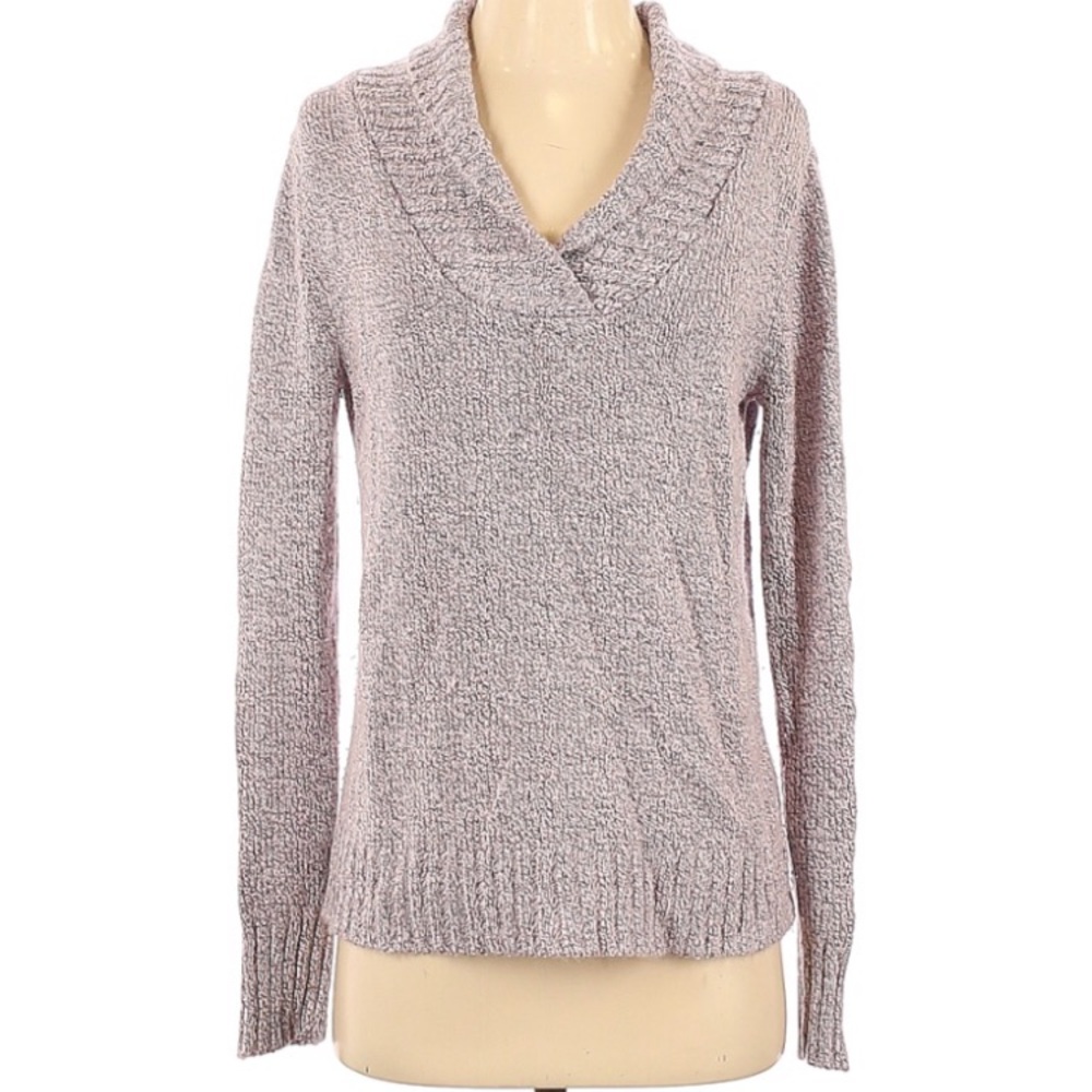 St. John’s Bay purple cowl V- neck classic sweater size M EUC